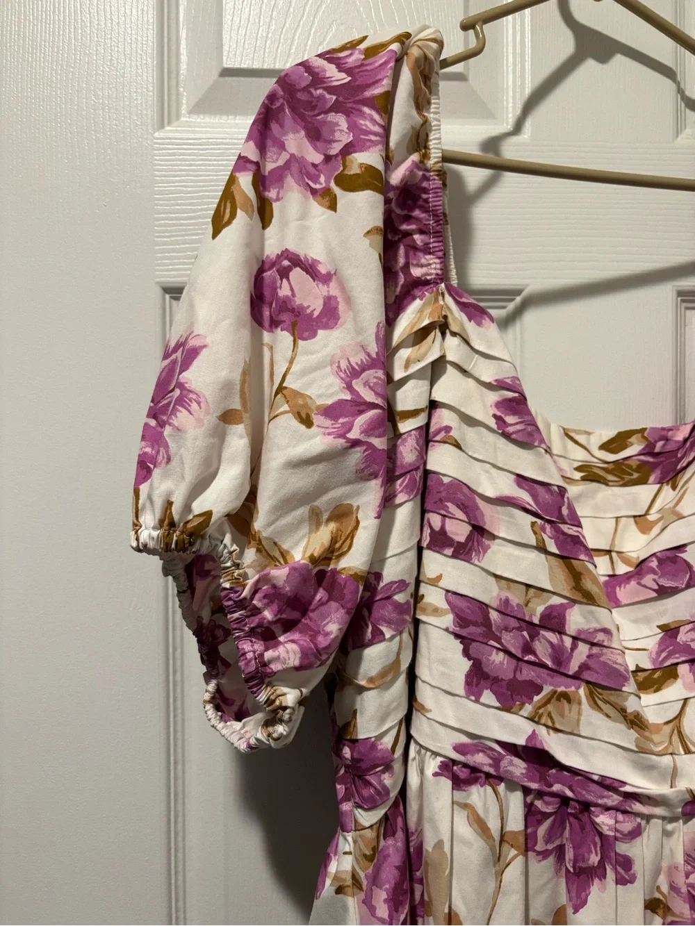 Abercrombie Emerson Cotton Purple and Tan Floral Midi Dress - Picture 3 of 4